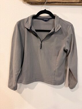 Lands' End Gray Half-Zip Fleece Pullover